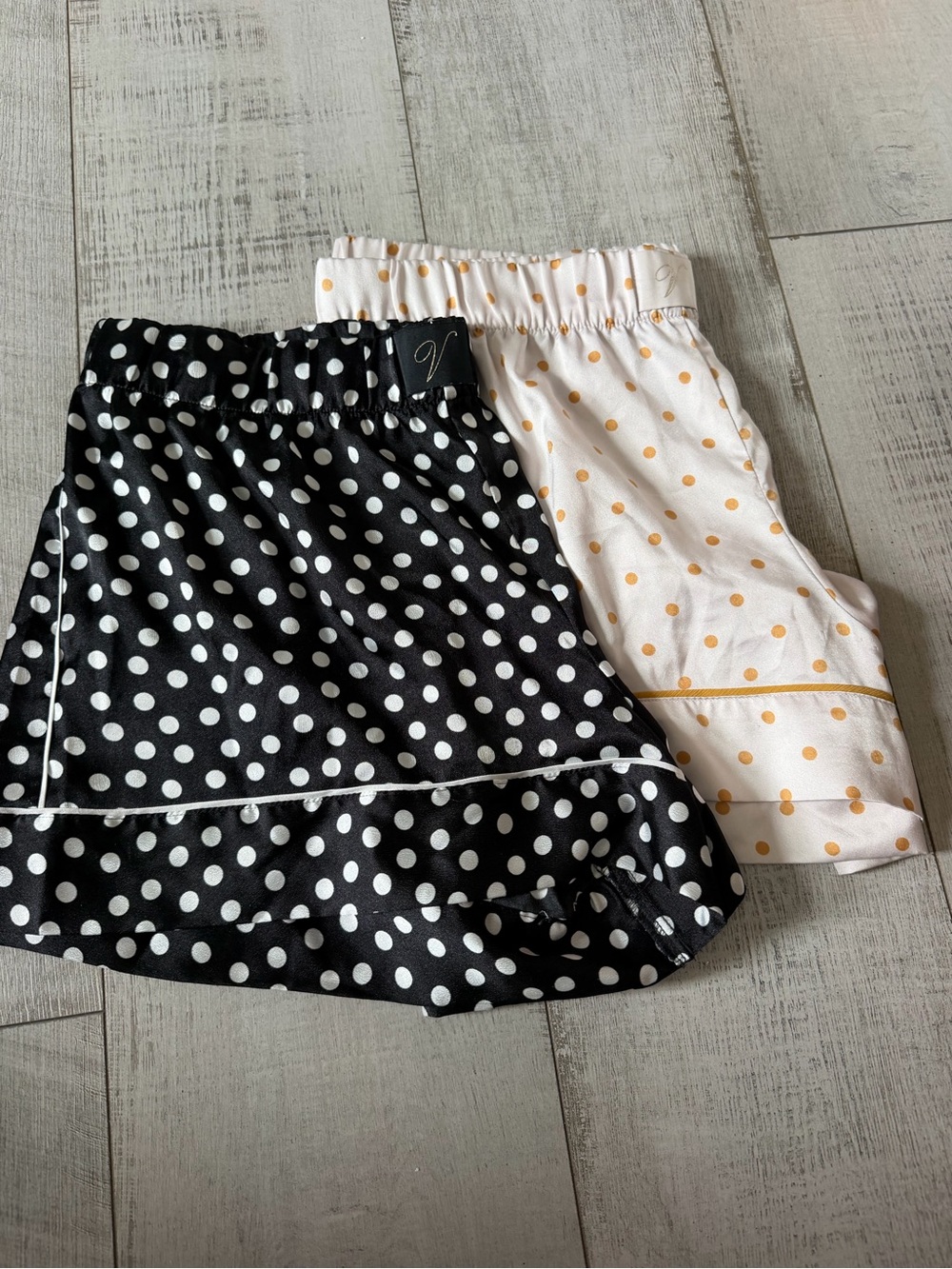 Victoria's Secret Girls Polka Dot Skorts - Black & Cream with Yellow Dots